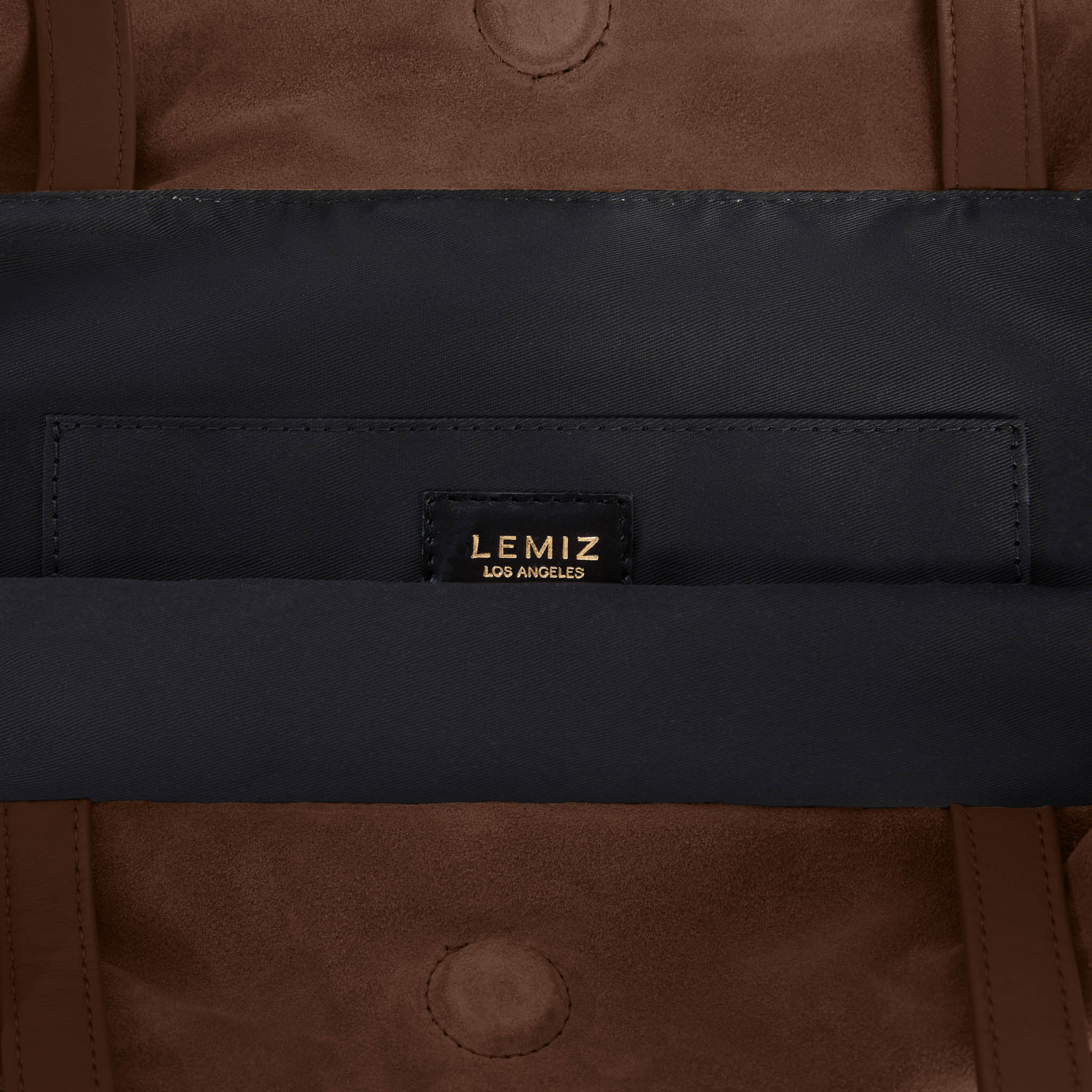Asisi Tote Chocolate Suede- Luxury Italian Leather Handbag Work Tote Interior