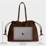 Asisi Tote Chocolate Suede- Luxury Italian Leather Handbag Work Tote Laptop