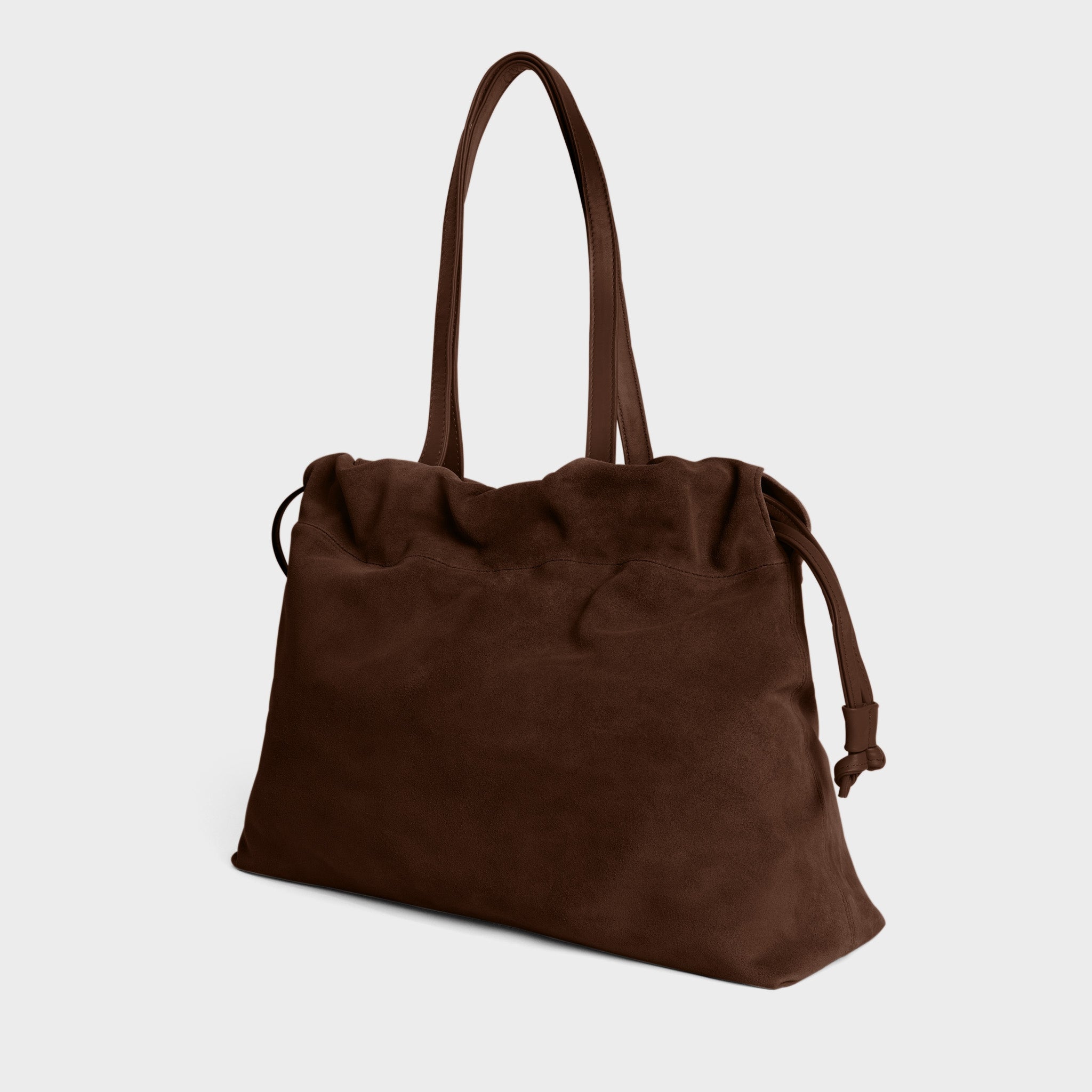 Asisi Tote Chocolate Suede- Luxury Italian Leather Handbag Work Tote side view