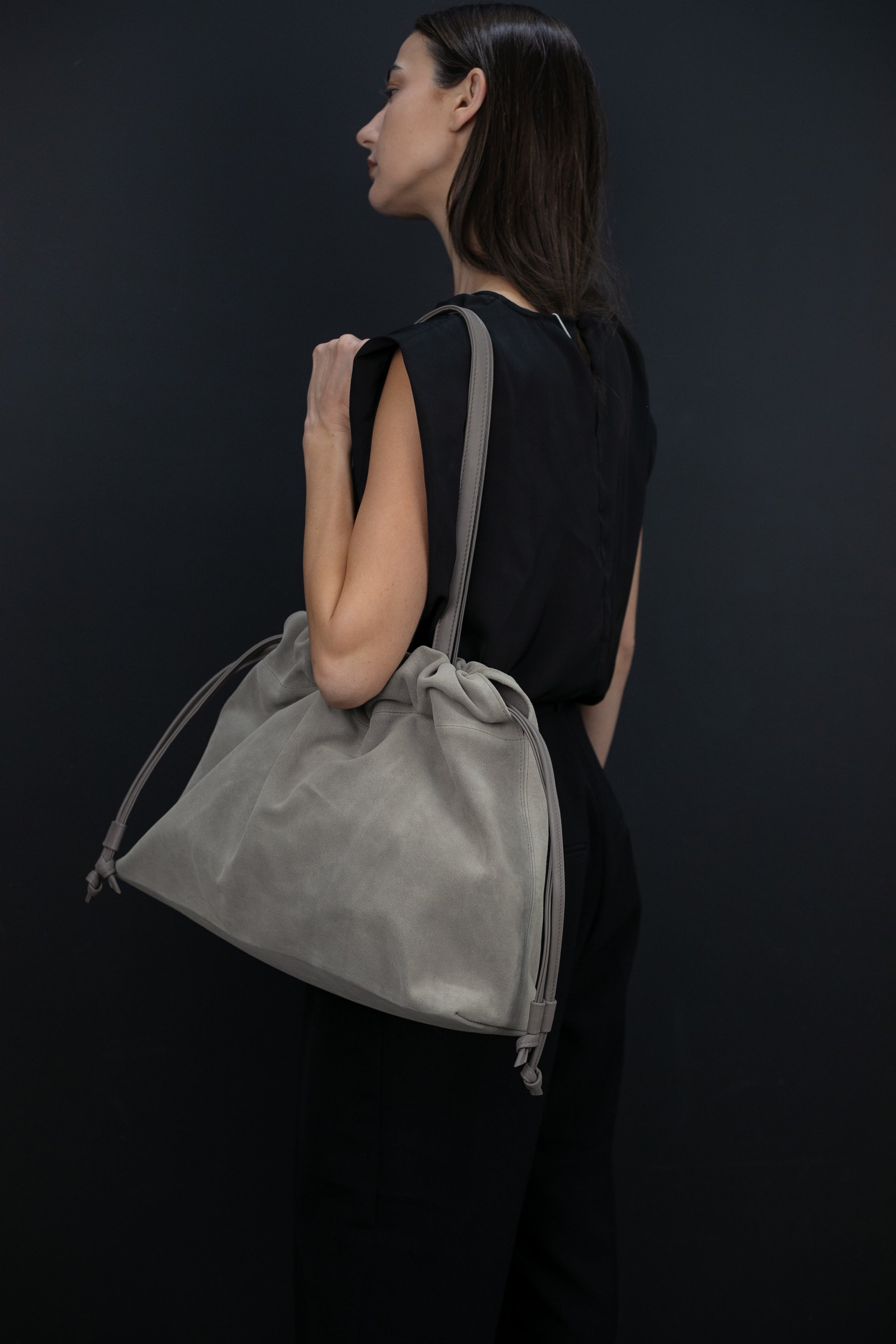 Asisi Tote Clay Suede- Luxury Italian Leather Handbag Work Tote Model