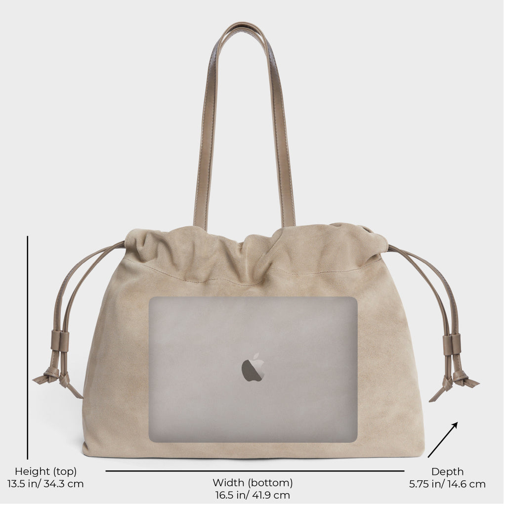 Asisi Tote Clay Suede- Luxury Italian Leather Handbag Work Tote laptop