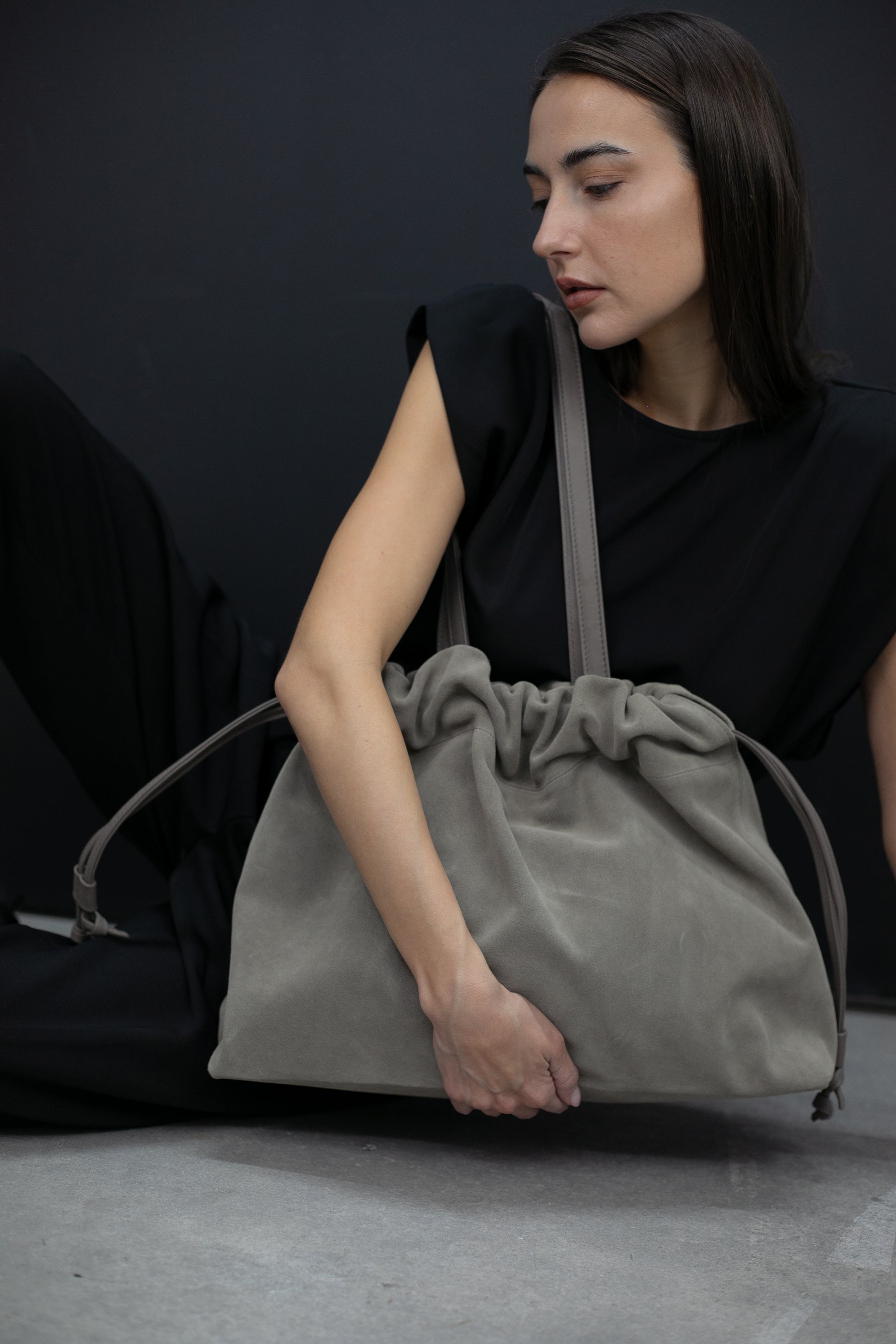 Asisi Tote Clay Suede- Luxury Italian Leather Handbag Work Tote model